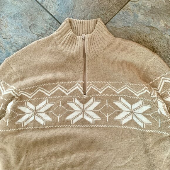 Mountain Ridge Quarter Zip Knit Sweater Beige Cream Pullover - Picture 2 of 6
